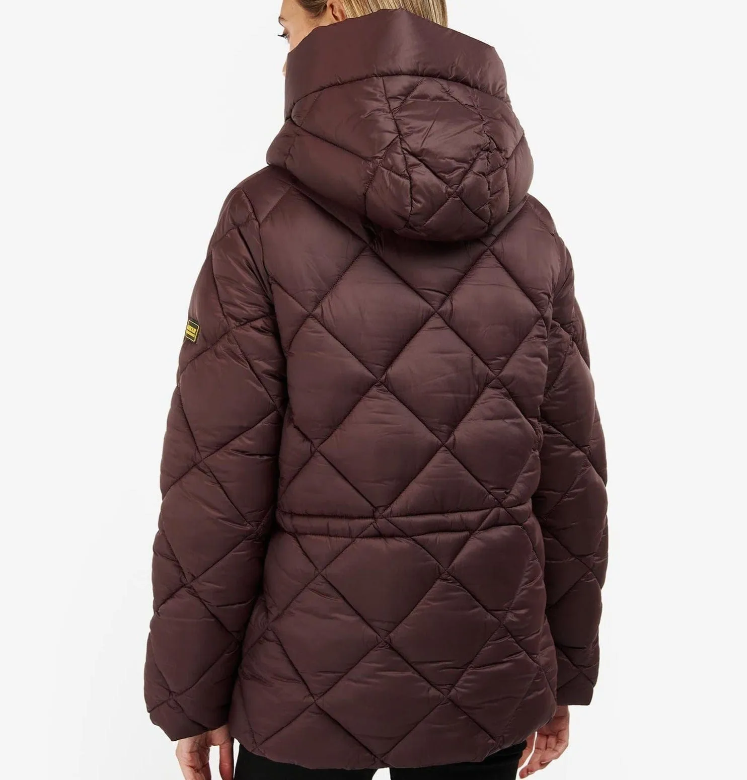 Barbour International Napier Quilted Jacket in Black Cherry