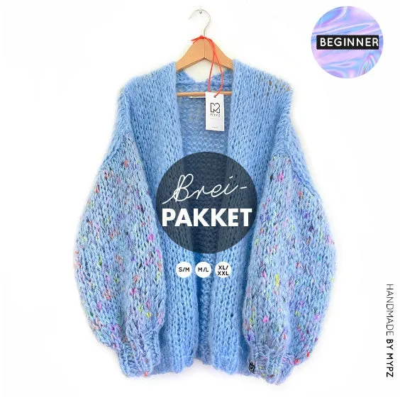 Knitting Kit - MYPZ Chunky Mohair Cardigan Bubble Blue No.15 (ENG-NL)